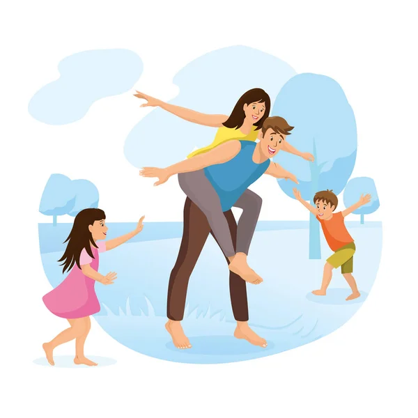 Family Park Amusement Cartoon Vector Concept Royalty Free Stock Vectors