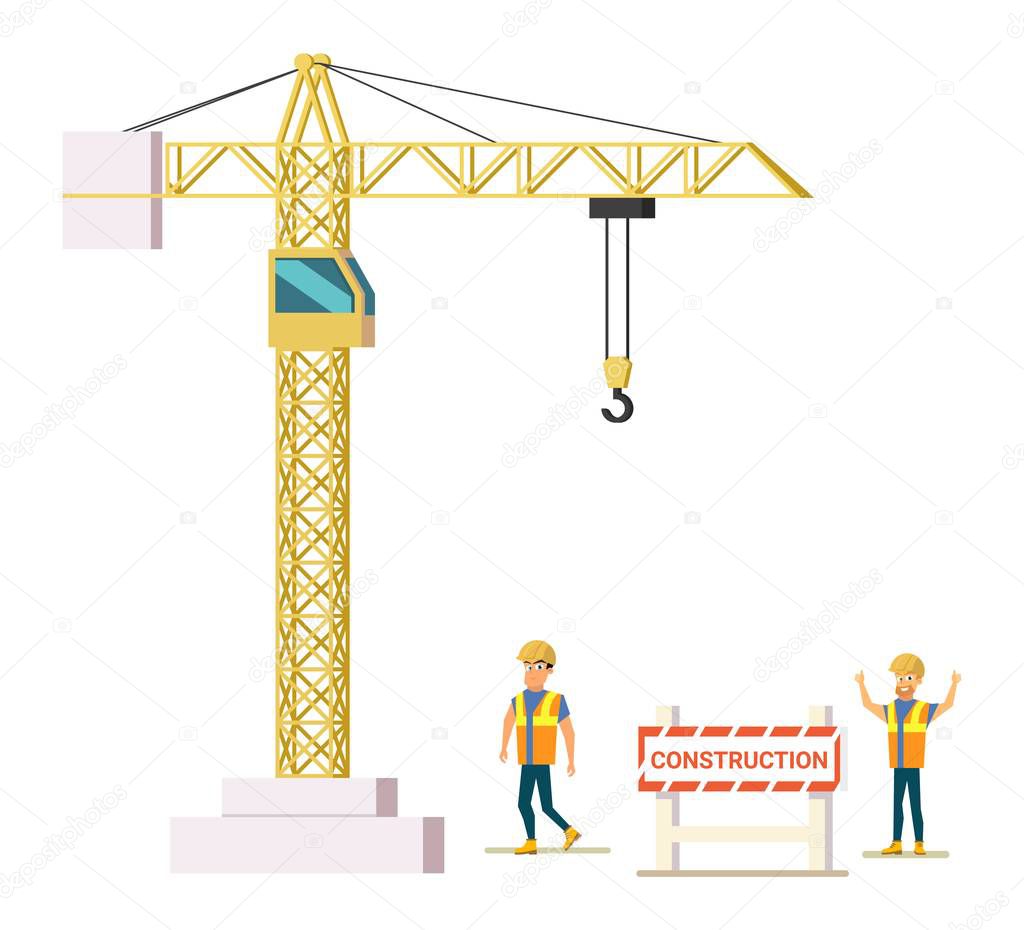 Builders on Construction Site Vector Illustration