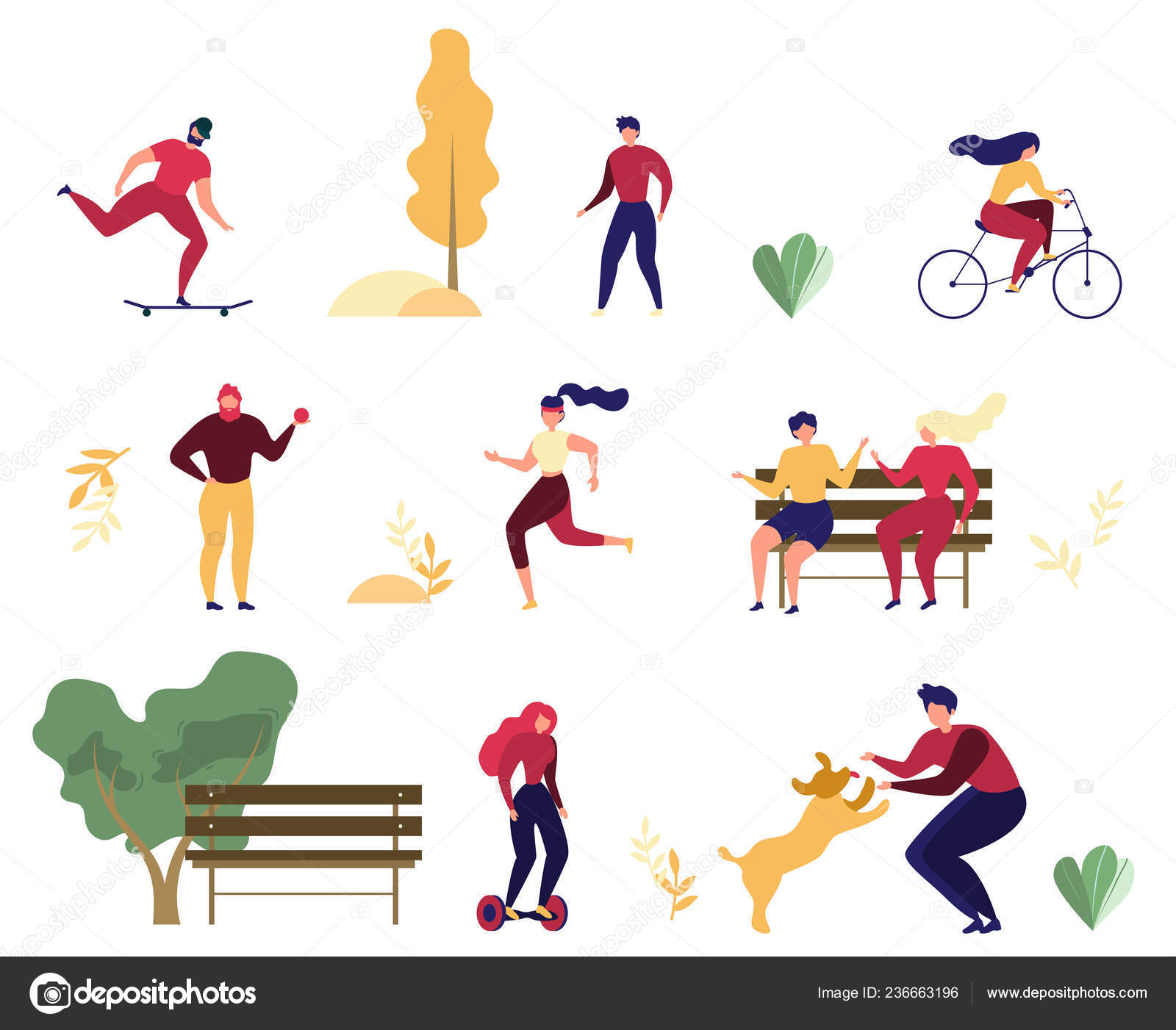 People doing physical activity outdoors men Vector Image