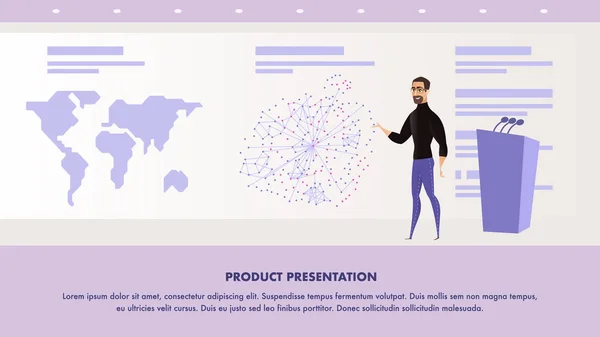 Flache Illustration Mann hält Vortrag — Stockvektor