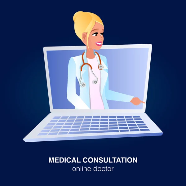 Ilustración Chica Realización de consultas médicas — Vector de stock