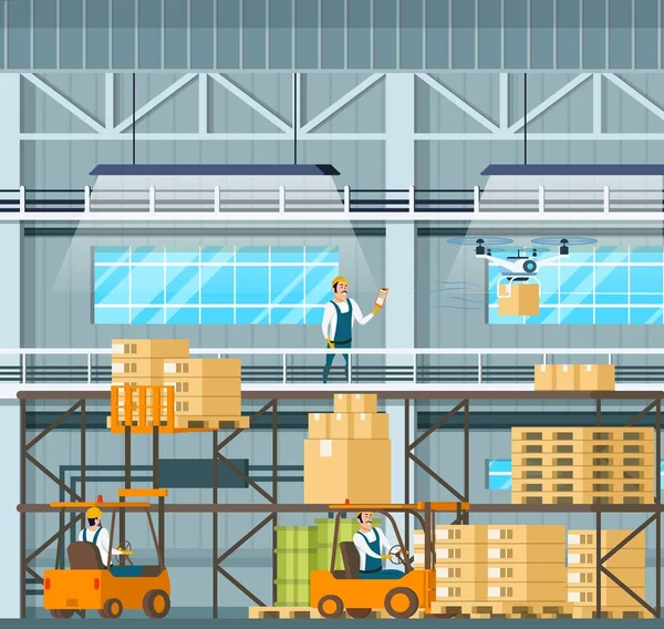 Manufacturing Modern Warehouse Technology Process — 스톡 벡터