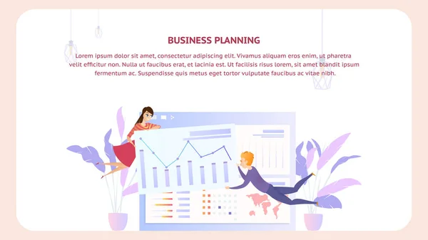 Análise de planejamento de negócios Banner de design de documentos — Vetor de Stock