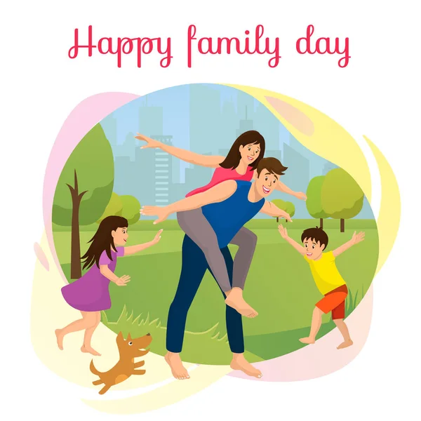 Happy Family Day in Park Cartoon Vector Concept Royalty Free Stock Vectors