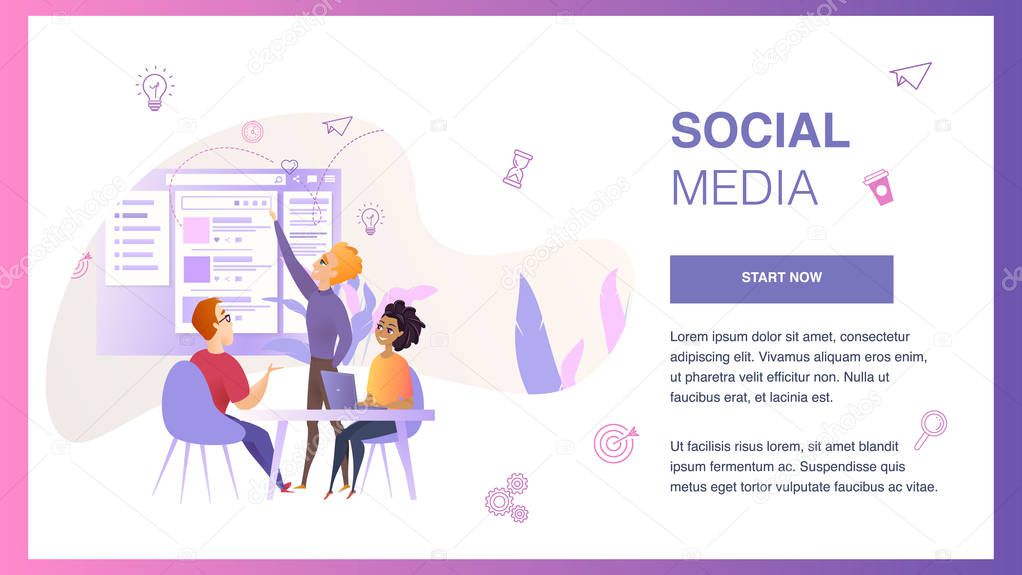 Social Media Interface Wireframe Develop Banner