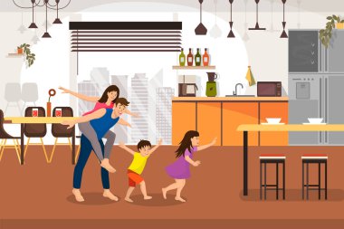 Happy Family Buy New Home Cartoon Vector Concept