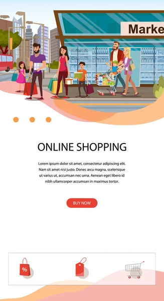 Shopping online Flat Vector Landing Page Template — Vettoriale Stock