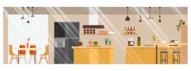 Modern geniş mutfak vektör iç tasarım