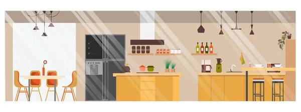 Cocina moderna espaciosa Vector Diseño de interiores — Archivo Imágenes Vectoriales