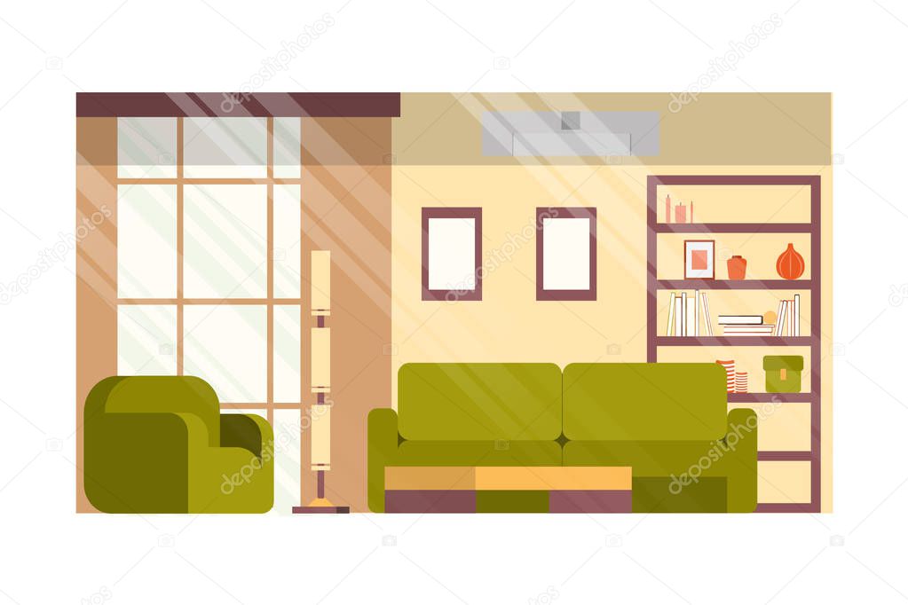 Modern Living Room Flat Vector Interior Design