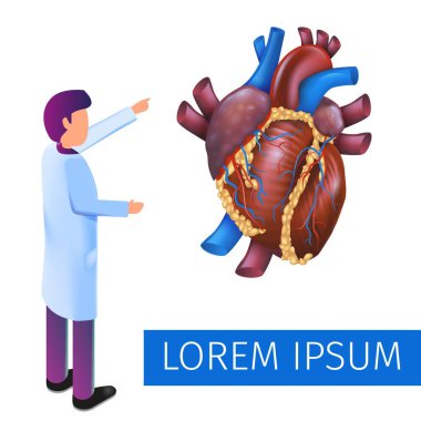 Tıp 3D izometrik afiş sanal gerçeklik