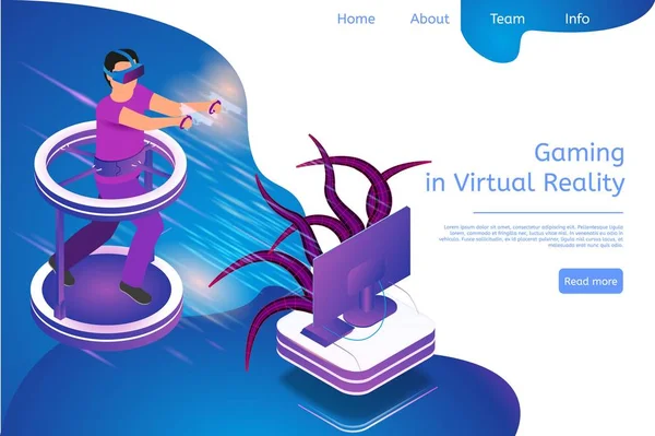 Isometric Banner Gaming en réalité virtuelle en 3d — Image vectorielle