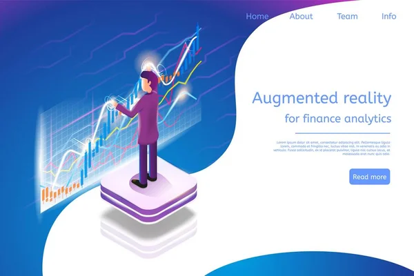 Isometrisk Augmented Reality för Finance Analytics — Stock vektor