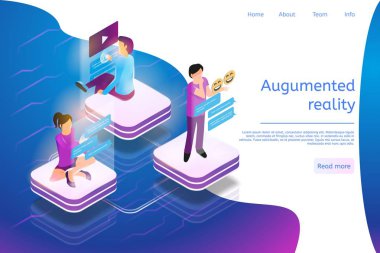 İzometrik afiş Augmented Reality günlük yaşam