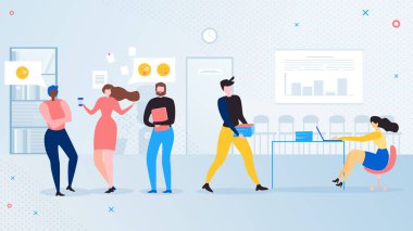 Şirket çalışan Office düz vektörde konuşuyor