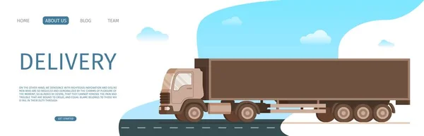 Camion Livraison Fret Stockage Déplacement Route Vue Latérale Expédition Rapide — Image vectorielle