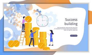 Başarılı ticaret şirketi, para sayma, kar planlaması, birlikte çalışan illüstrasyon iş adamları ile yatırım proje düz vektör Web Banner. Zaman yönetimi hizmeti açılış sayfası şablonu