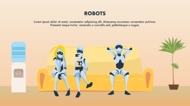 Grup robot Sofa ofis bekleme odasında oturmak