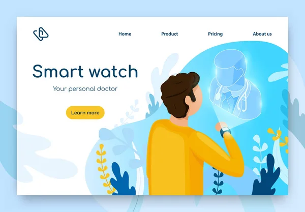 Smart Watches für medizinische Zwecke Vektor-Website — Stockvektor