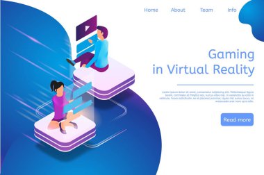 İzometrik afiş oyun 3D sanal gerçeklik