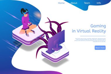 İzometrik afiş oyun 3D sanal gerçeklik