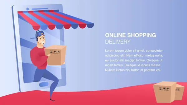 Shopping online Consegna Sito web Elemento Template — Vettoriale Stock