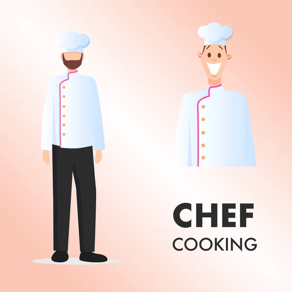 Chef feliz sonriente cocinando dos personajes Pose Set — Vector de stock