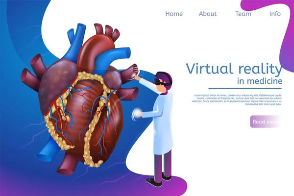 Bannière isométrique Réalité virtuelle en médecine en 3d — Image vectorielle