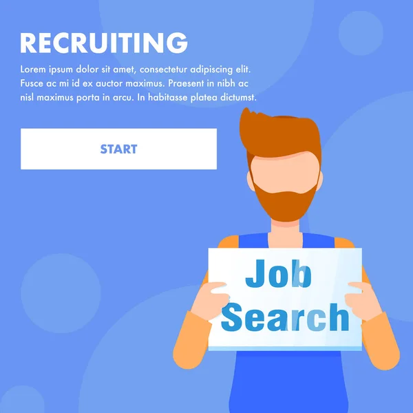 Homem desempregado Job Search Inscrição em Nameplate — Vetor de Stock