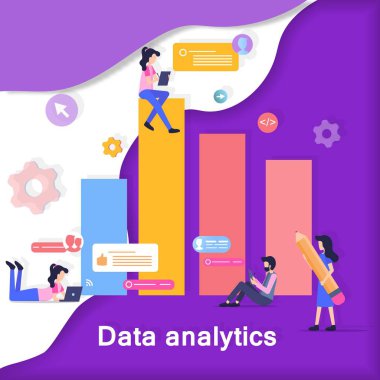 Veri Analytics geliştirme afiş illüstrasyon
