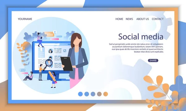 Sociala medier rekrytera Online intervju Illustration — Stock vektor