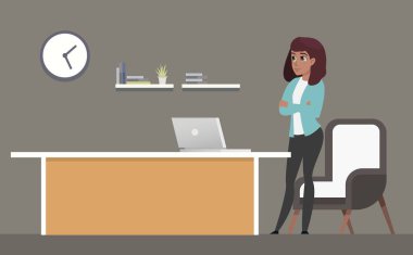 Kendine güvenen işkadını işyerinde ayakta