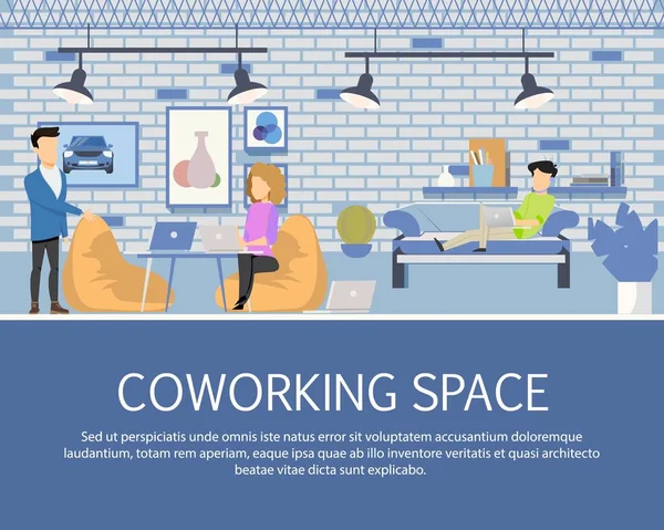 Actividad freelancer en Coworking Space Banner — Vector de stock