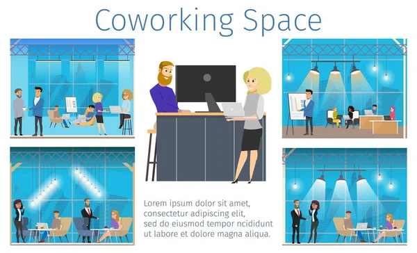Coworking Space Company iniciará banner de negocios — Vector de stock