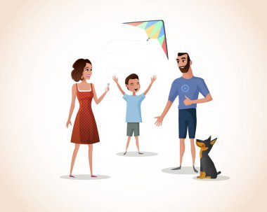 Mutlu çocuk anne vektör ile vakit