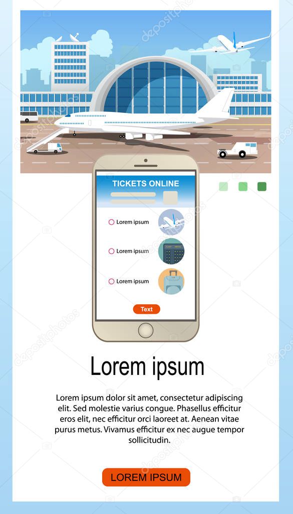 Ordering Airline Tickets Cartoon Vector Webpage