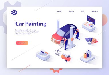 Araba boyama Servisi izometrik vektör web sitesi