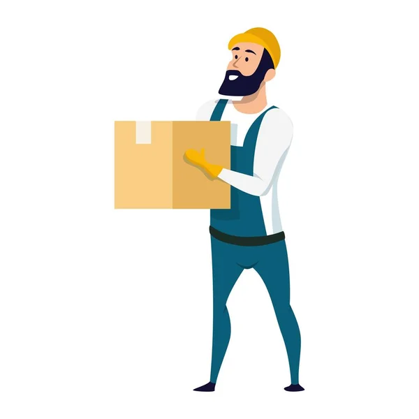 送货服务男性性格保持纸箱盒 — 图库矢量图片