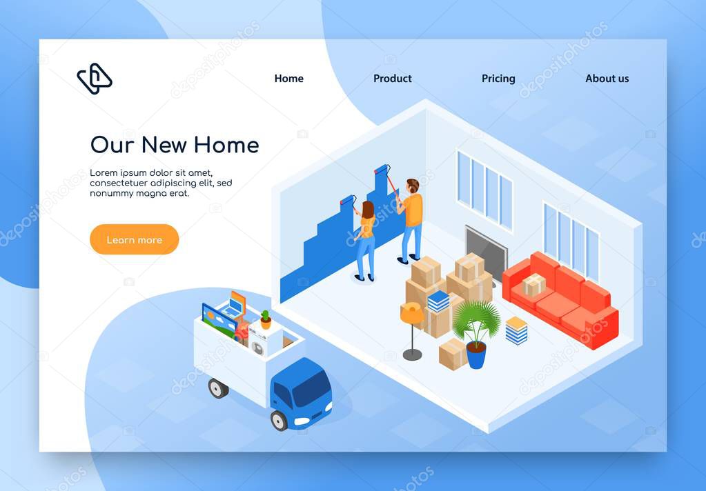 Repair in New House Isometric Vector Web Banner