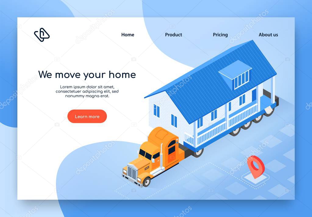 Modular House Delivery Isometric Vector Web Banner