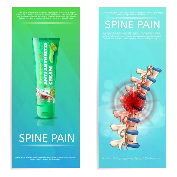 Antiarthritis Cream Spine Pain Set Flat Banner. — Stock Vector