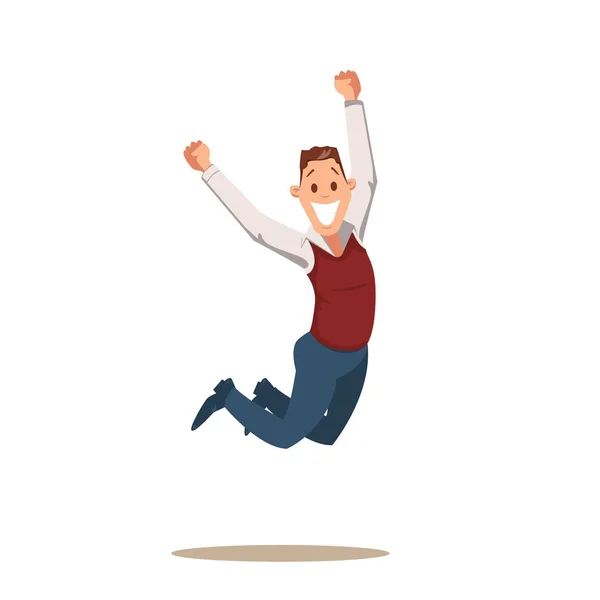 快乐的商人, 通过跳跃庆祝胜利 — 图库矢量图片
