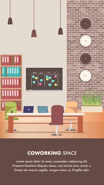 Creatieve werkplek met Office Furniture Design — Stockvector