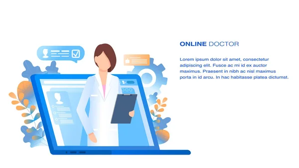 Consultas médicas y apoyo médico en línea — Vector de stock