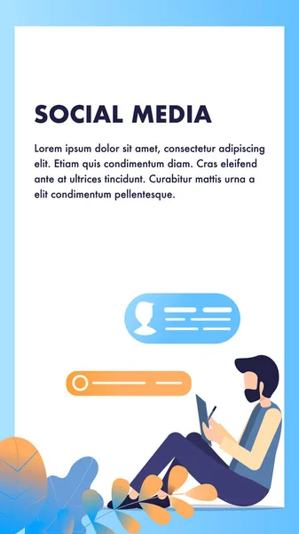 Utilisation des personnages Message de chat en ligne sur les médias sociaux — Image vectorielle