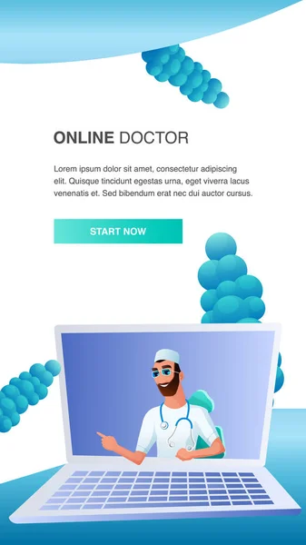 Laptopa ekran Online lekarz odległej leczenie — Wektor stockowy