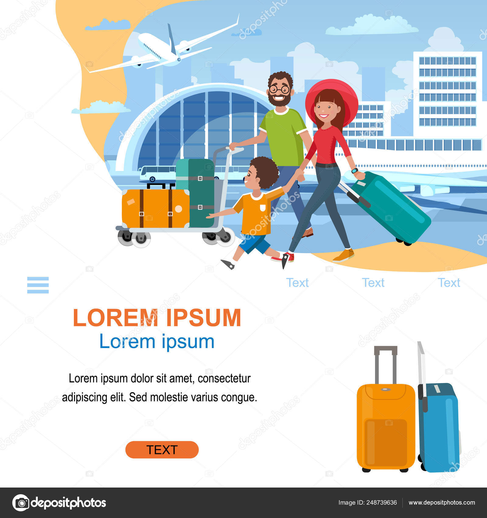 Airline Company Cartoon Vector Website Template Stock Vector Image by  ©TeraVector #248739636