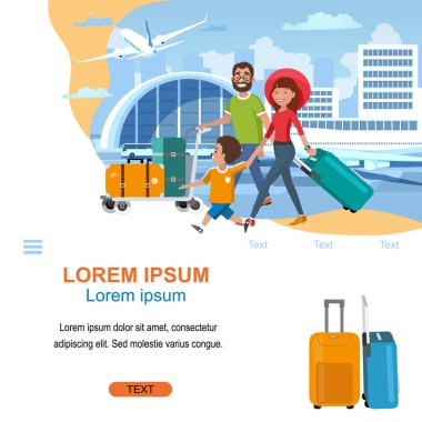 Havayolu şirketi karikatür vektör Web sitesi şablonu