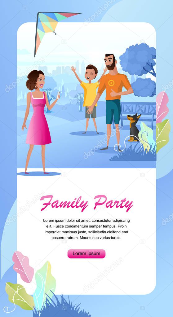 Family Outdoor Party Cartoon Vector Landing Page