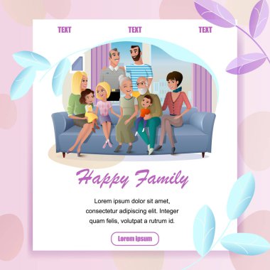 Büyük aile zaman birlikte vektör Web sayfası harcama
